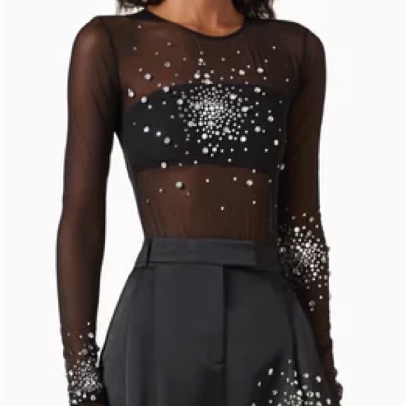 Des Phemmes Crystal-embellished Bodysuit